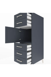 Kronos Dolap Tek Raflı 5 Çekmeceli Tek Kapaklı 44x59x134 Antrasit-Antrasit