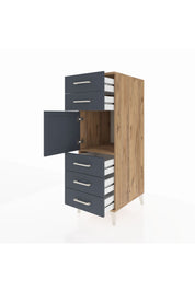 Kronos Dolap Tek Raflı 5 Çekmeceli Tek Kapaklı 44x59x134 Çam-Antrasit