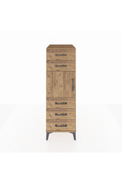 Kronos Dolap Tek Raflı 5 Çekmeceli Tek Kapaklı 44x59x134 Çam-Çam