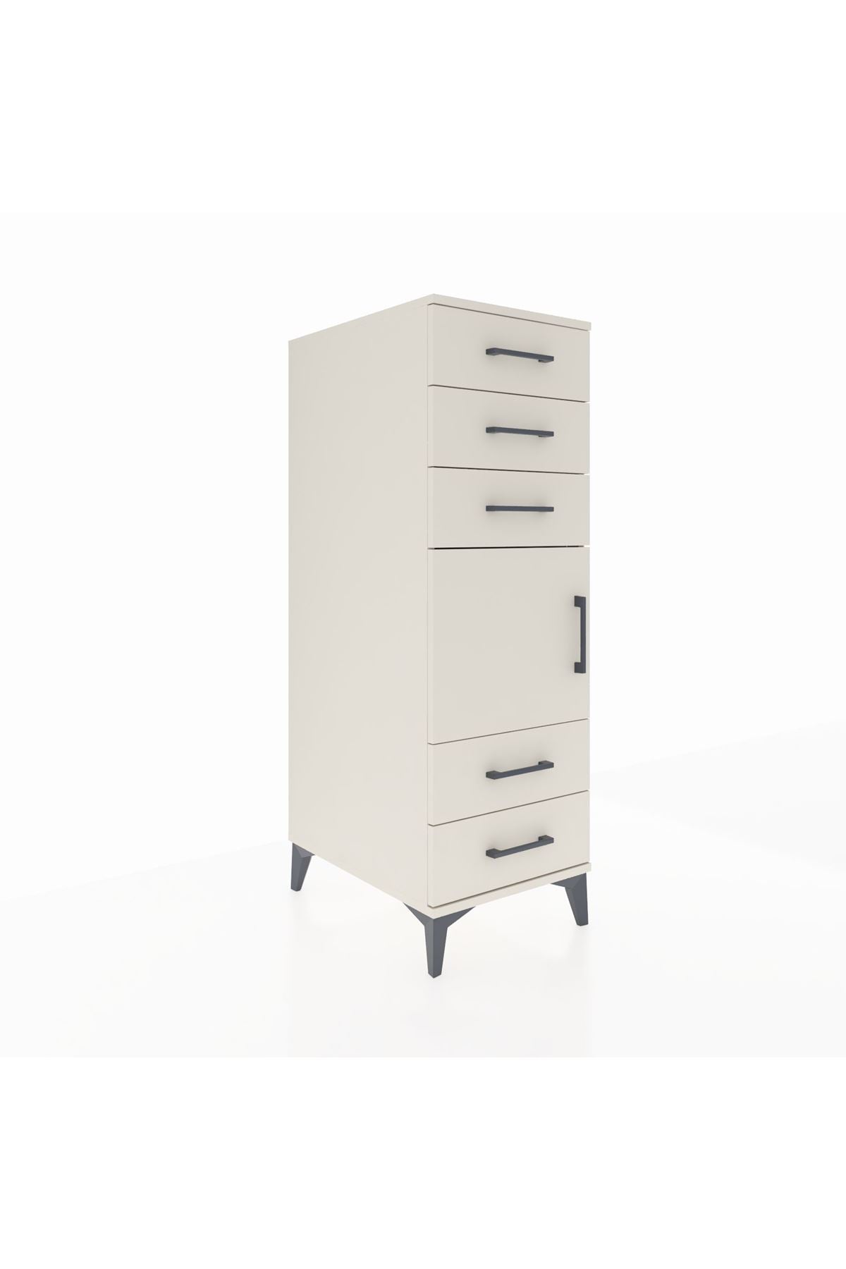 Kronos Dolap Tek Raflı 5 Çekmeceli Tek Kapaklı 44x59x134 Aytaşı-Aytaşı