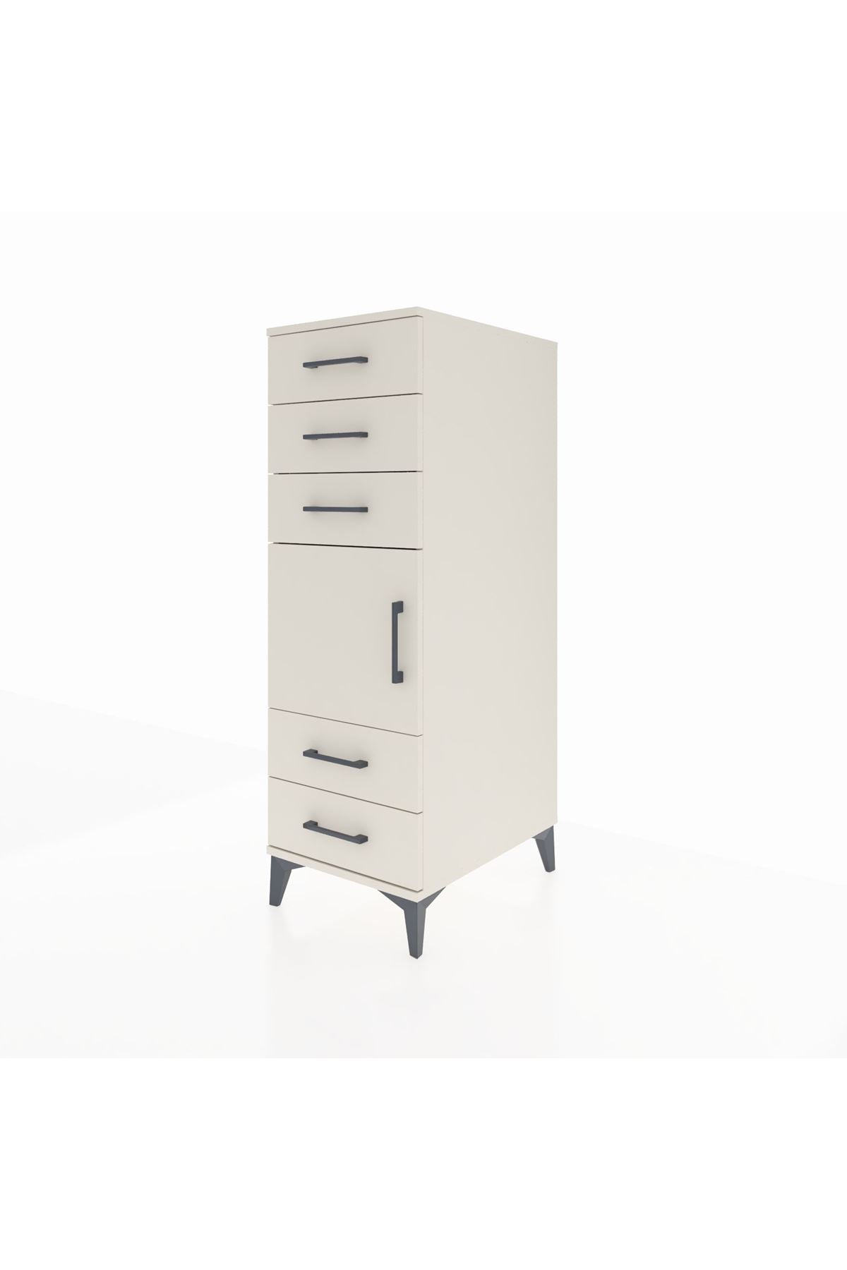 Kronos Dolap Tek Raflı 5 Çekmeceli Tek Kapaklı 44x59x134 Aytaşı-Aytaşı