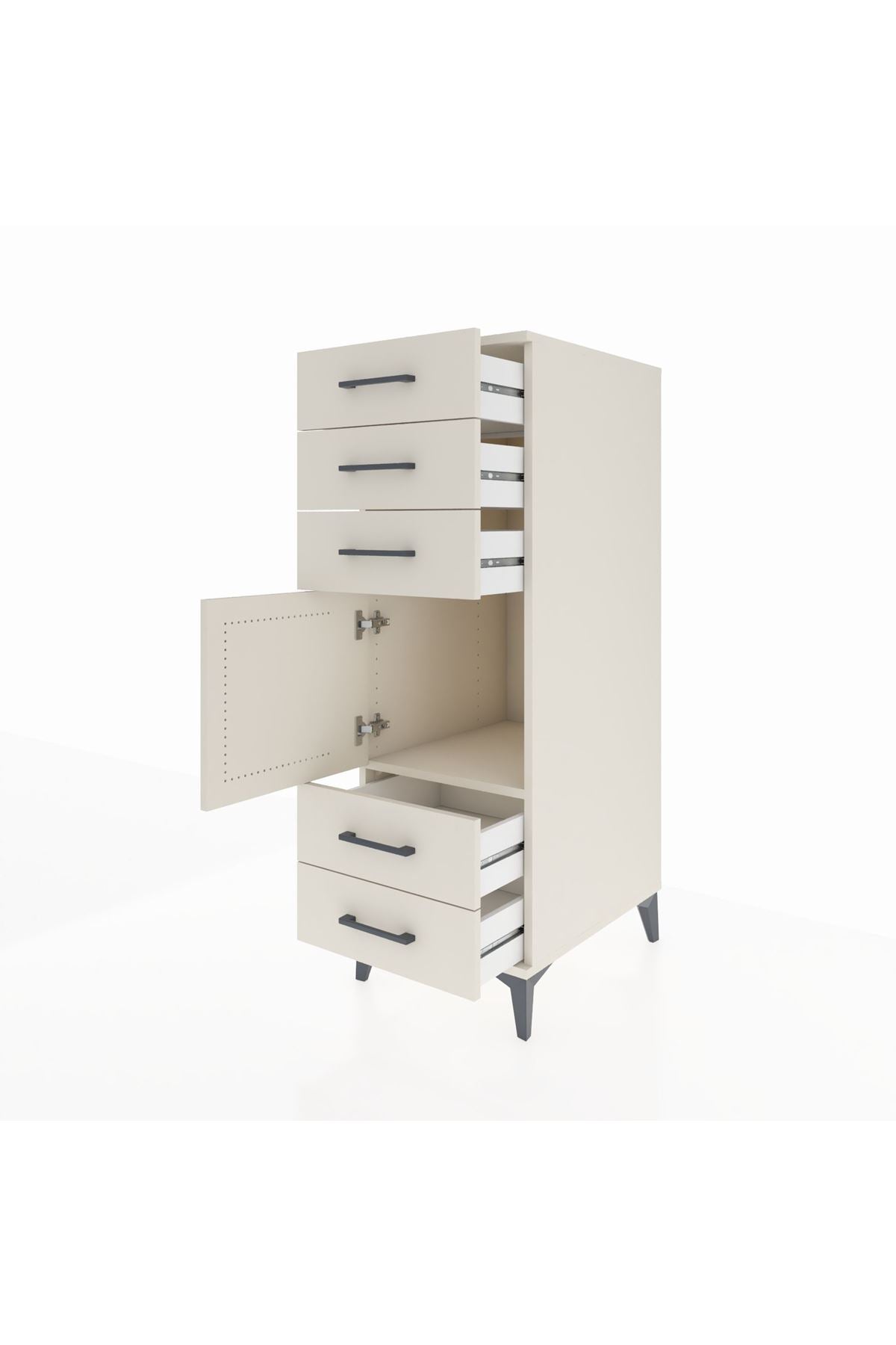 Kronos Dolap Tek Raflı 5 Çekmeceli Tek Kapaklı 44x59x134 Aytaşı-Aytaşı