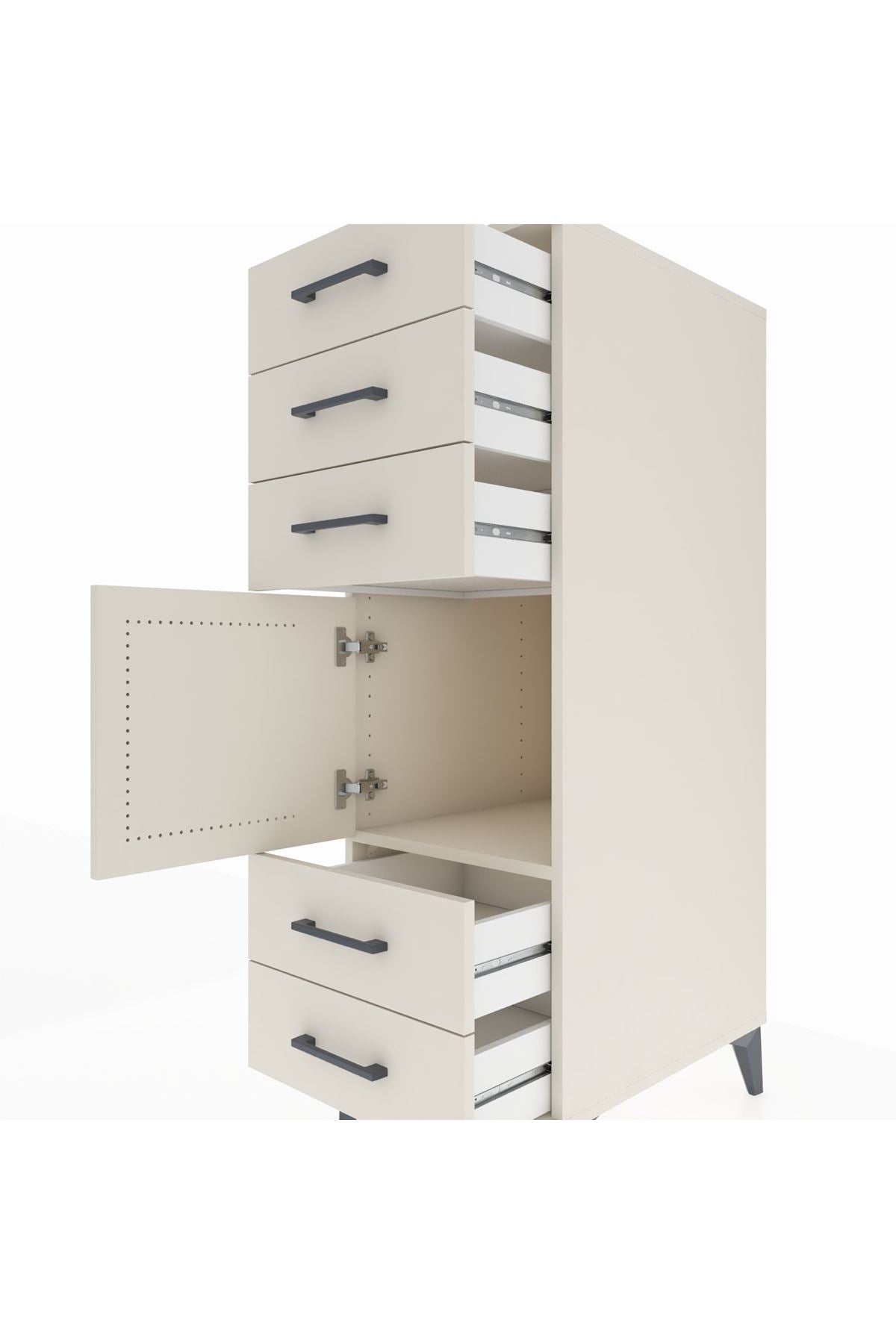 Kronos Dolap Tek Raflı 5 Çekmeceli Tek Kapaklı 44x59x134 Aytaşı-Aytaşı