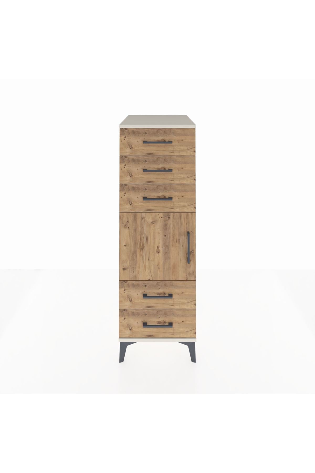 Kronos Dolap Tek Raflı 5 Çekmeceli Tek Kapaklı 44x59x134 Aytaşı-Çam