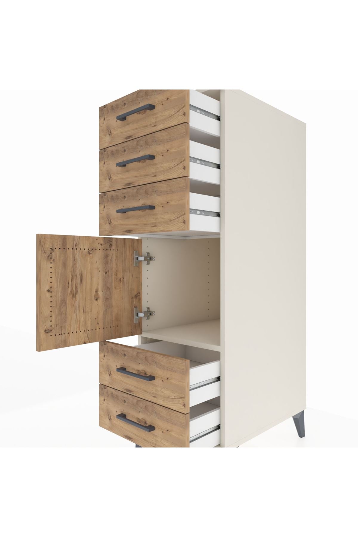 Kronos Dolap Tek Raflı 5 Çekmeceli Tek Kapaklı 44x59x134 Aytaşı-Çam