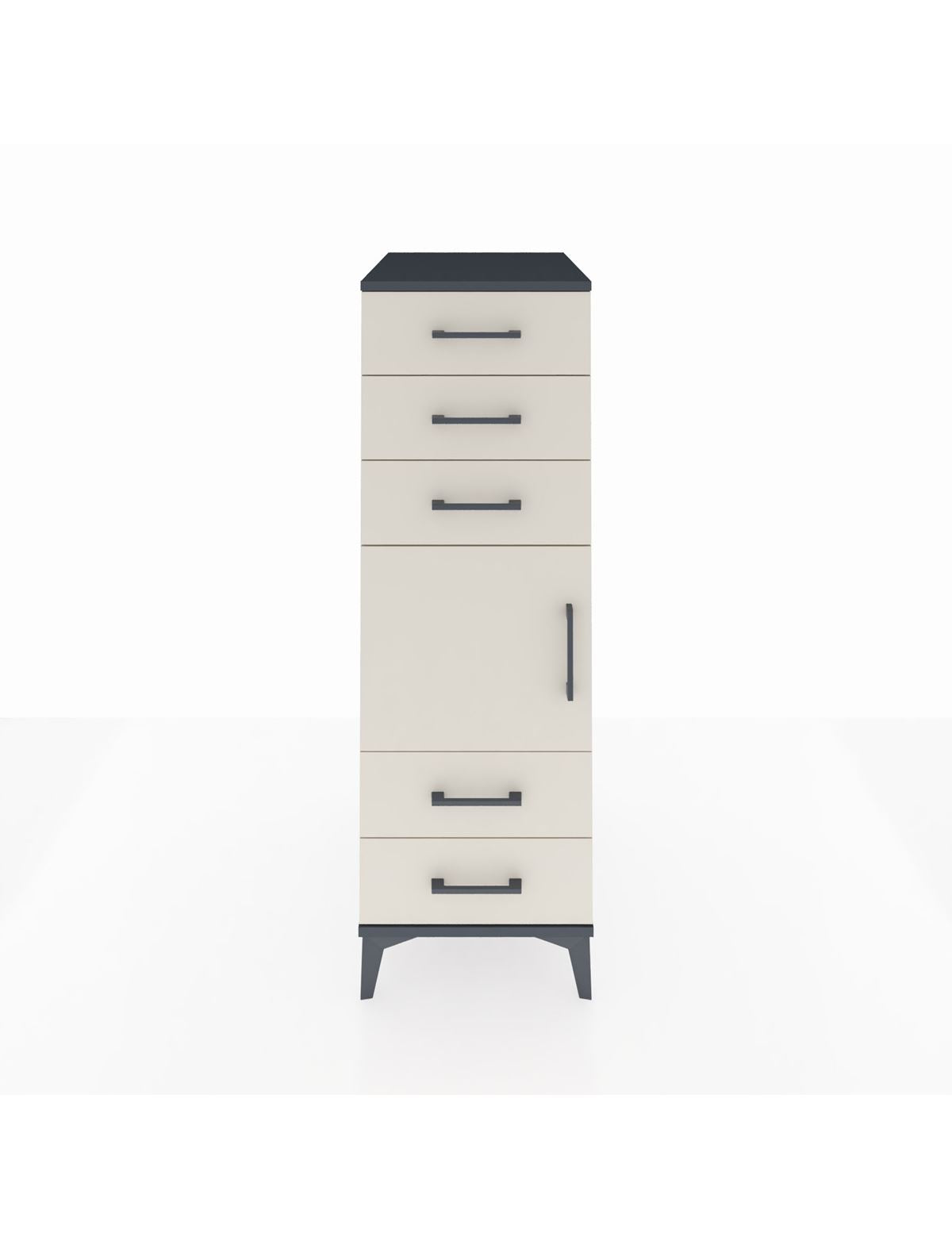 Kronos Dolap Tek Raflı 5 Çekmeceli Tek Kapaklı 44x59x134 Antrasit-Aytaşı