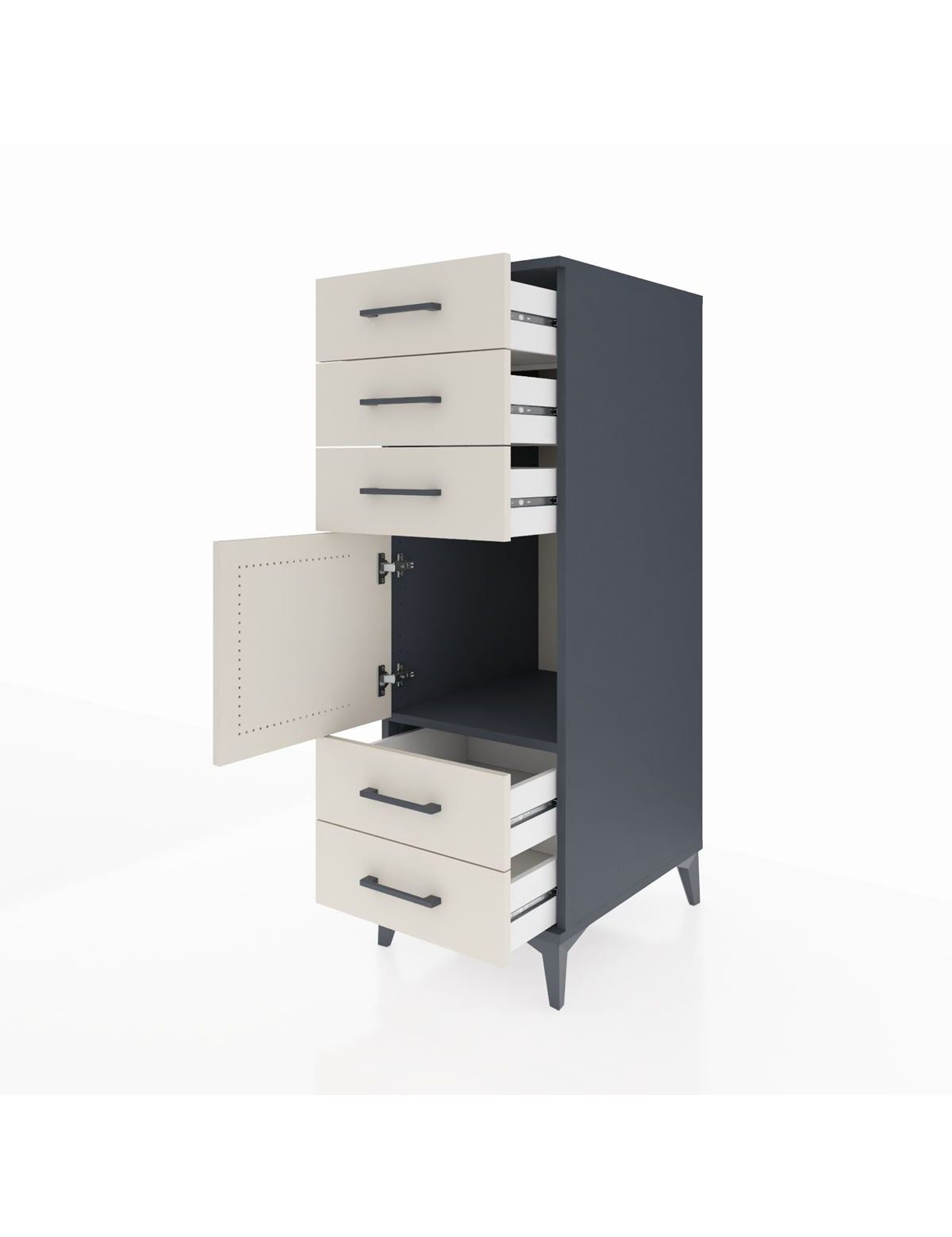 Kronos Dolap Tek Raflı 5 Çekmeceli Tek Kapaklı 44x59x134 - S82M061V4C