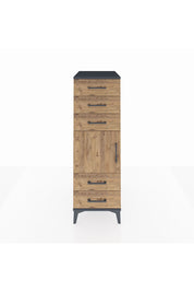 Kronos Dolap Tek Raflı 5 Çekmeceli Tek Kapaklı 44x59x134 Antrasit-Çam