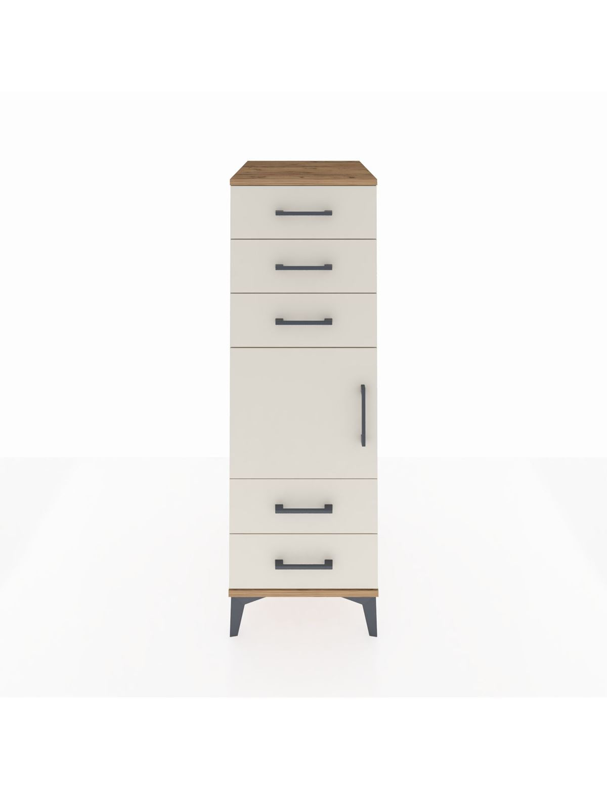 Kronos Dolap Tek Raflı 5 Çekmeceli Tek Kapaklı 44x59x134 Çam-Aytaşı