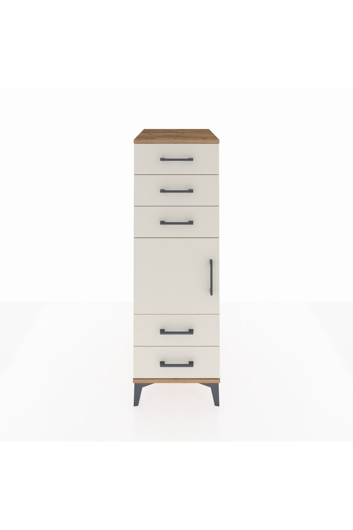 Kronos Dolap Tek Raflı 5 Çekmeceli Tek Kapaklı 44x59x134 Çam-Aytaşı