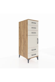 Kronos Dolap Tek Raflı 5 Çekmeceli Tek Kapaklı 44x59x134 Çam-Aytaşı