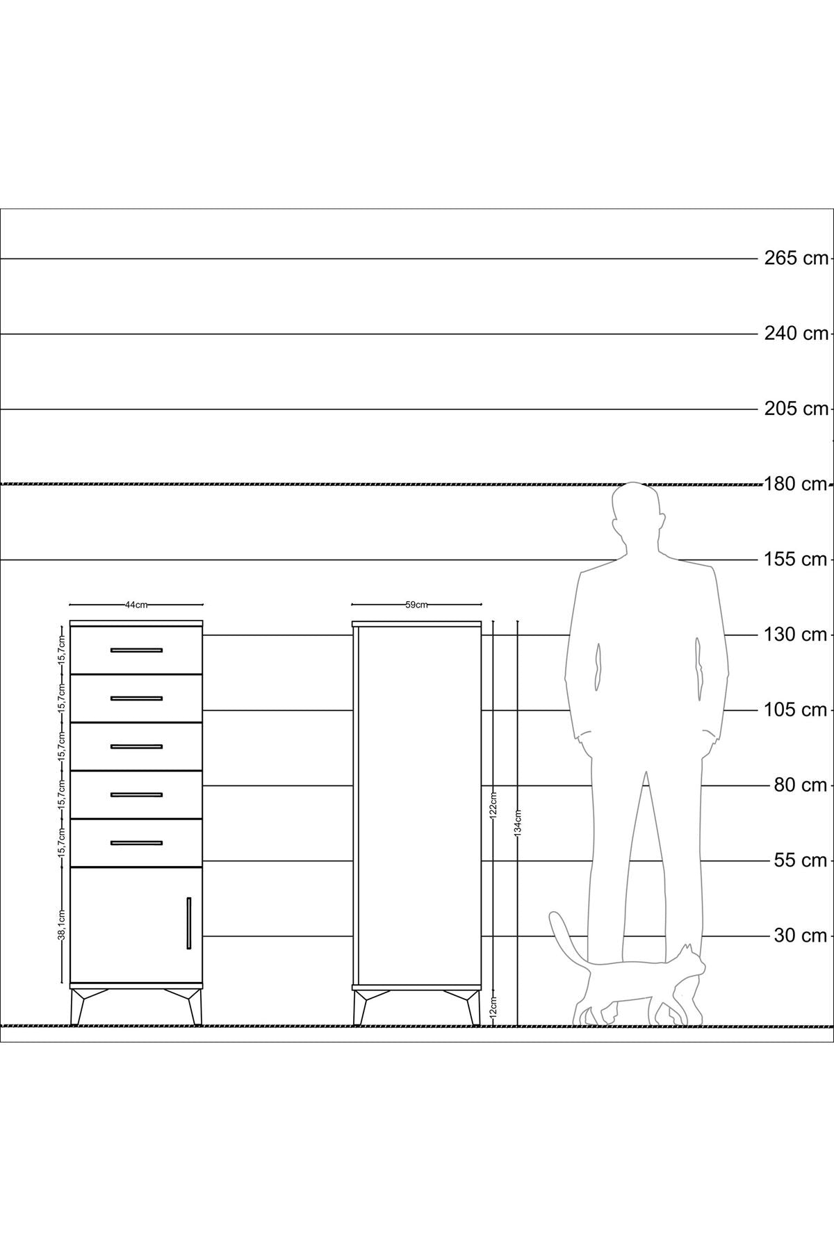 Kronos Dolap 5 Çekmeceli Tek Kapaklı 44x59x134 Aytaşı-Aytaşı