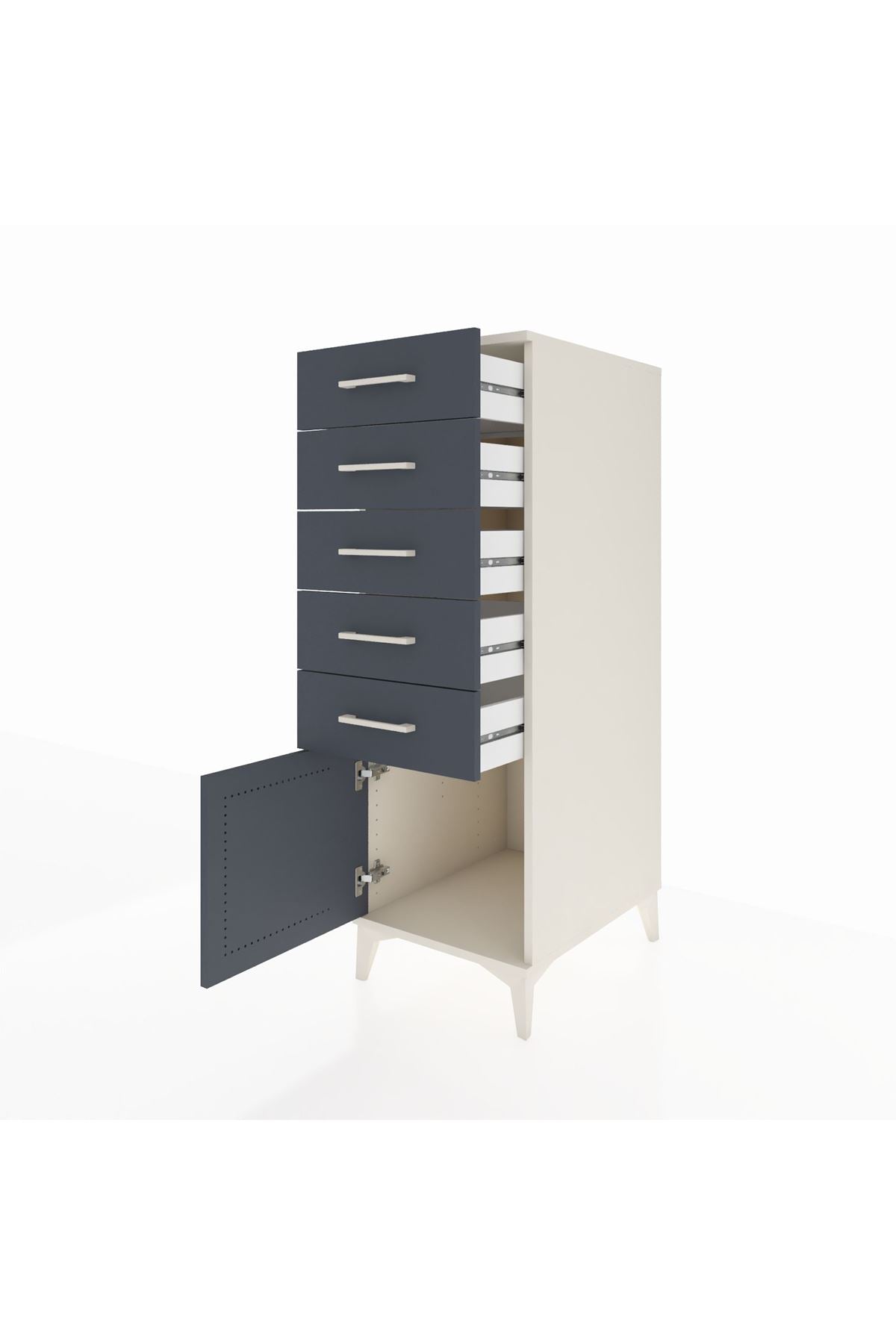 Kronos Dolap 5 Çekmeceli Tek Kapaklı 44x59x134 Aytaşı-Antrasit