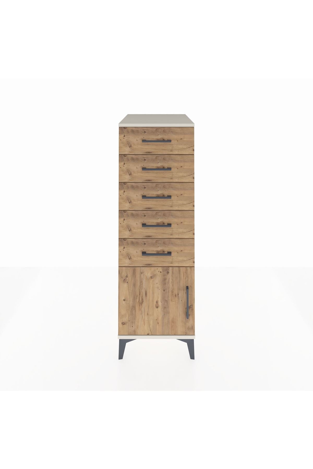 Kronos Dolap 5 Çekmeceli Tek Kapaklı 44x59x134 Aytaşı-Çam