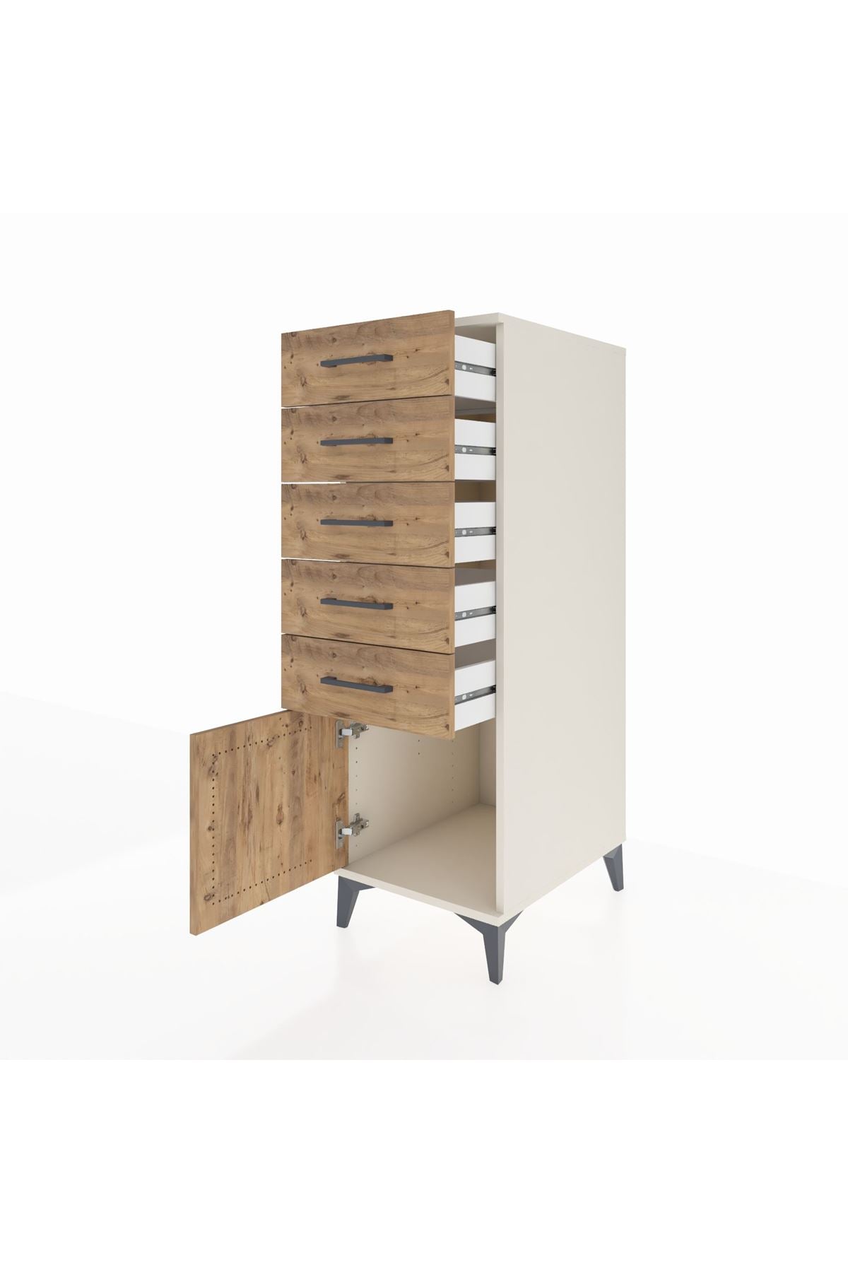 Kronos Dolap 5 Çekmeceli Tek Kapaklı 44x59x134 Aytaşı-Çam