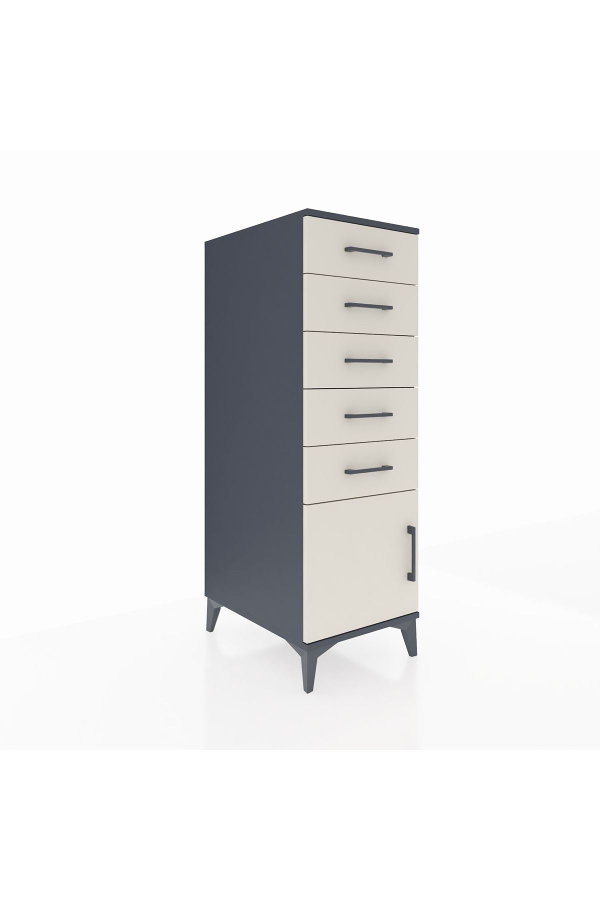 Kronos Dolap 5 Çekmeceli Tek Kapaklı 44x59x134 Antrasit-Aytaşı