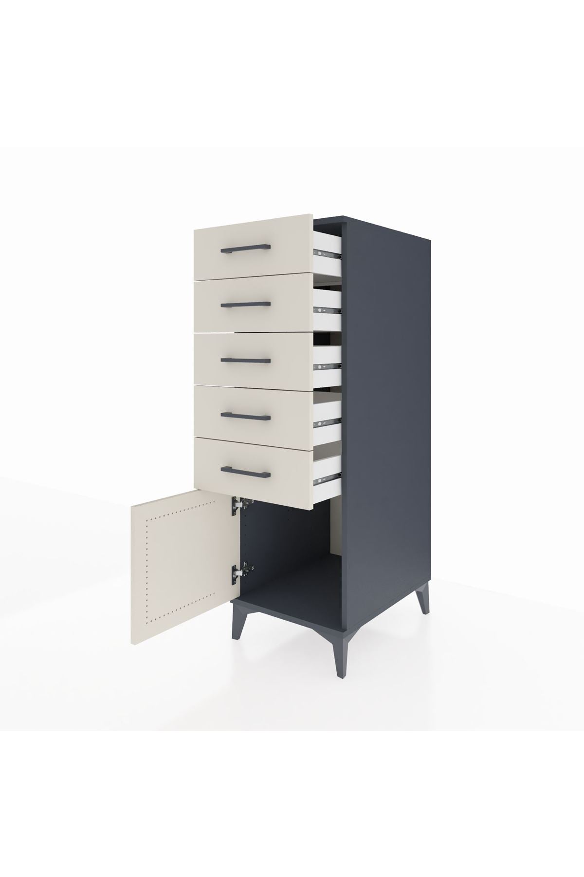 Kronos Dolap 5 Çekmeceli Tek Kapaklı 44x59x134 Antrasit-Aytaşı