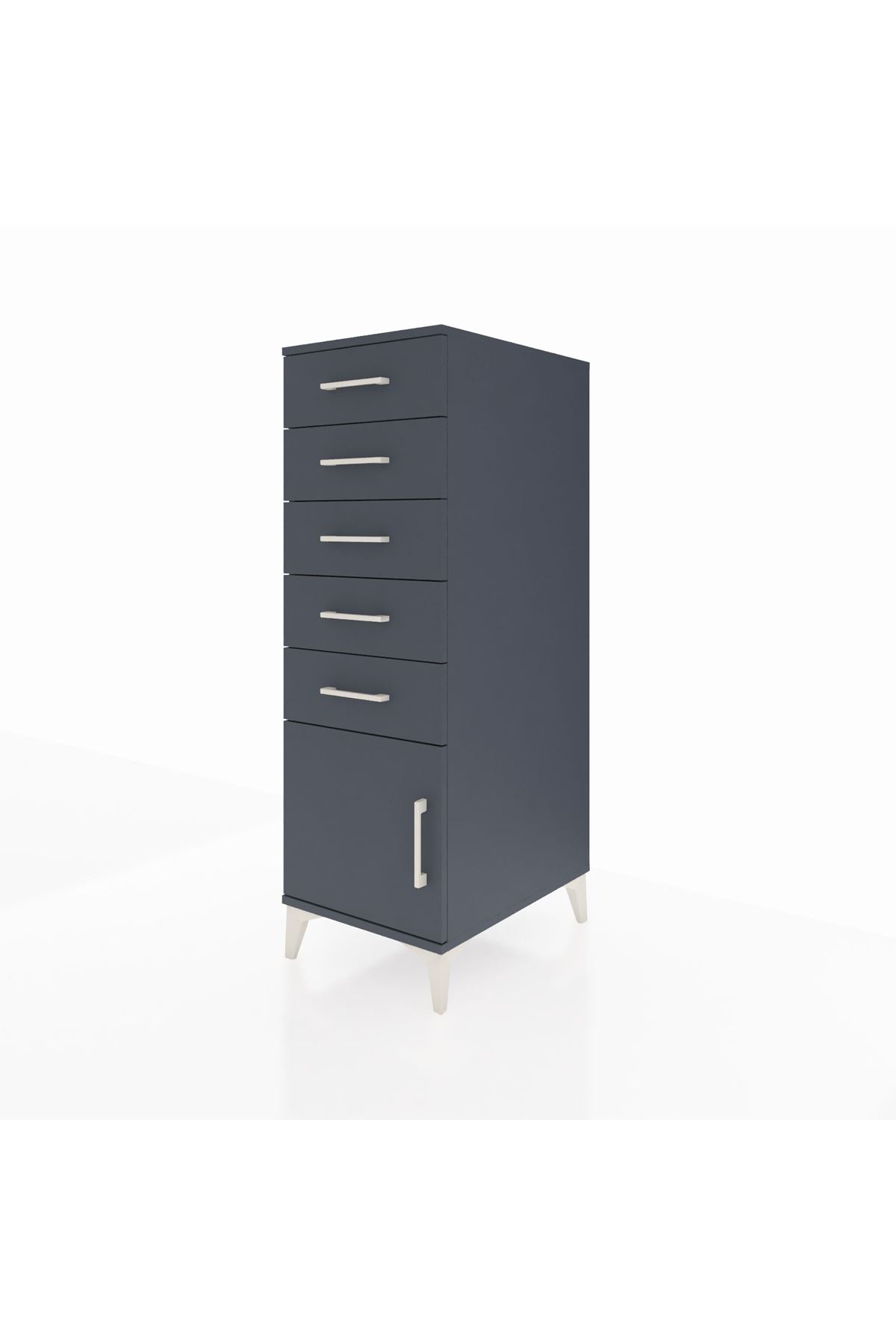 Kronos Dolap 5 Çekmeceli Tek Kapaklı 44x59x134 Antrasit-Antrasit