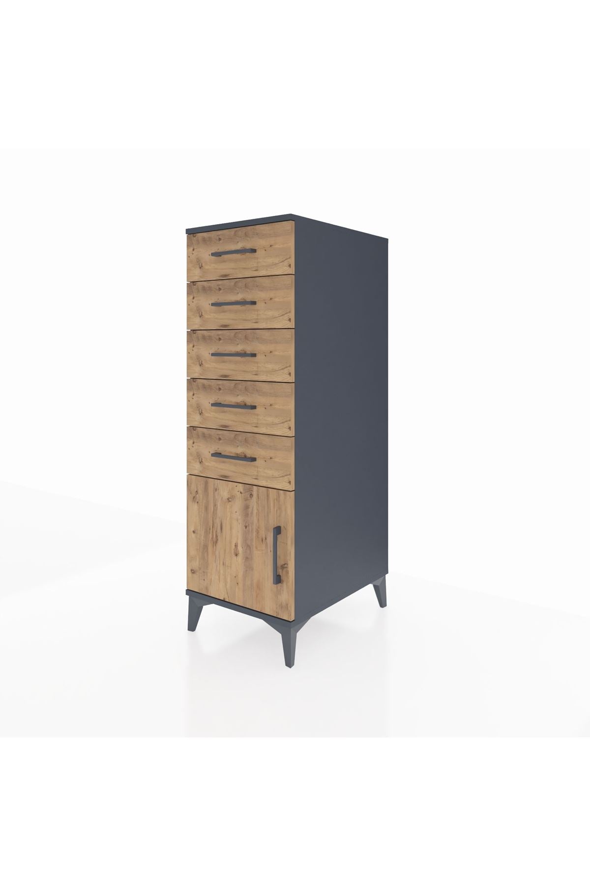 Kronos Dolap 5 Çekmeceli Tek Kapaklı 44x59x134 Antrasit-Çam