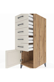 Kronos Dolap 5 Çekmeceli Tek Kapaklı 44x59x134 Çam-Aytaşı