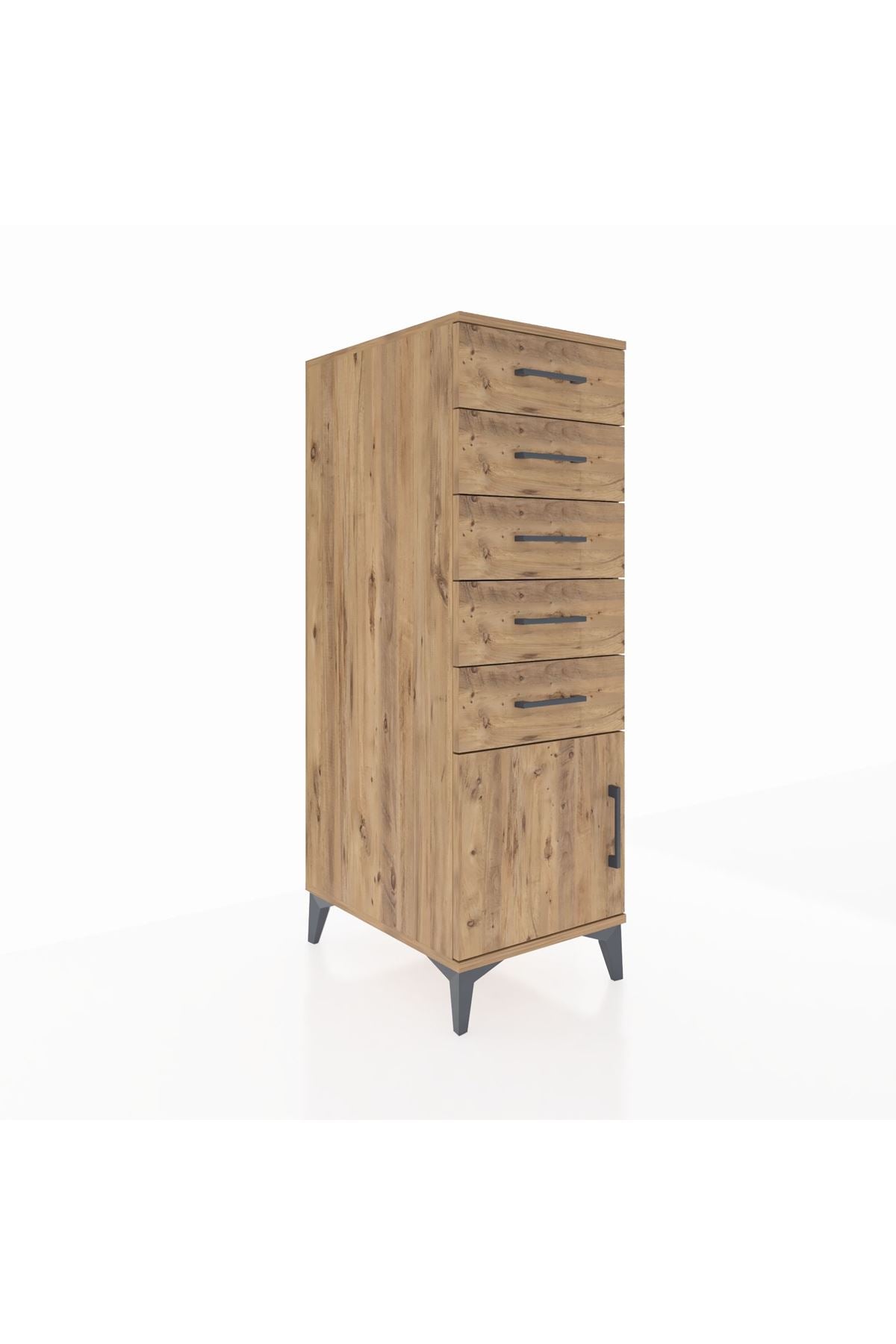 Kronos Dolap 5 Çekmeceli Tek Kapaklı 44x59x134 Çam-Çam