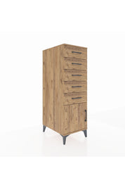 Kronos Dolap 5 Çekmeceli Tek Kapaklı 44x59x134 Çam-Çam