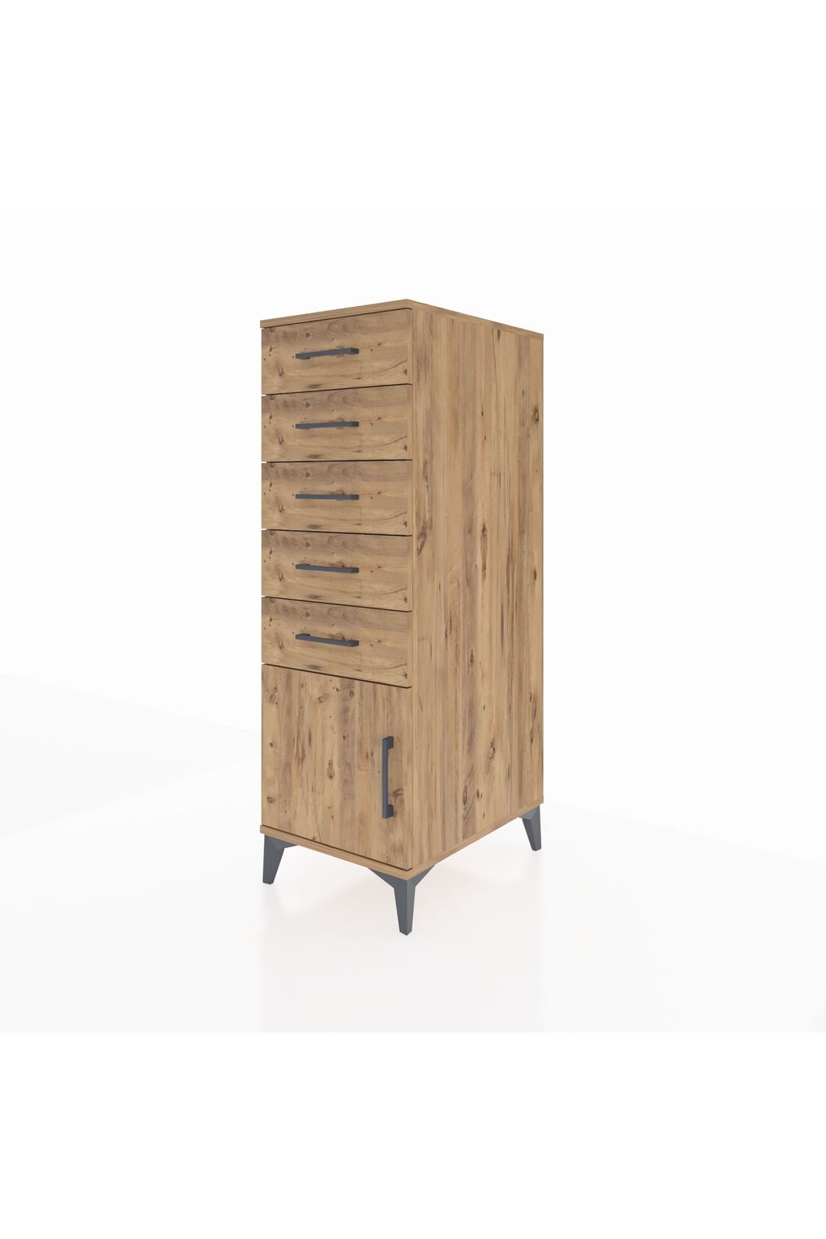 Kronos Dolap 5 Çekmeceli Tek Kapaklı 44x59x134 Çam-Çam