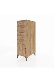 Kronos Dolap 5 Çekmeceli Tek Kapaklı 44x59x134 Çam-Çam