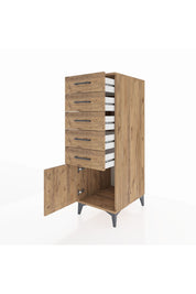 Kronos Dolap 5 Çekmeceli Tek Kapaklı 44x59x134 Çam-Çam