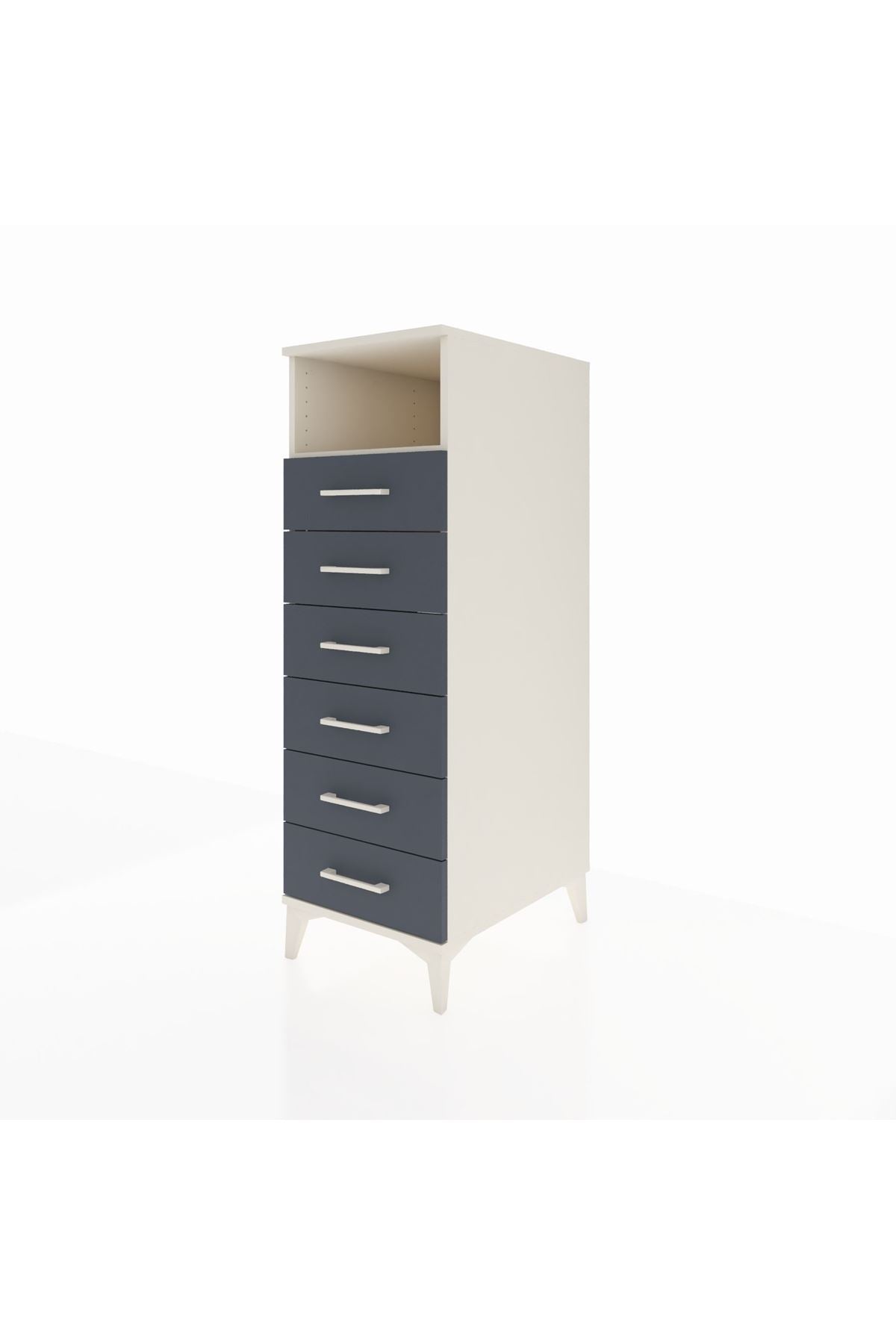 Kronos Dolap Tek Raflı 6 Çekmeceli 44x59x134 Aytaşı-Antrasit