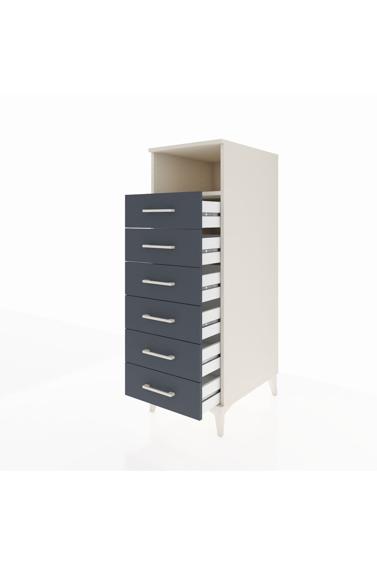 Kronos Dolap Tek Raflı 6 Çekmeceli 44x59x134 Aytaşı-Antrasit