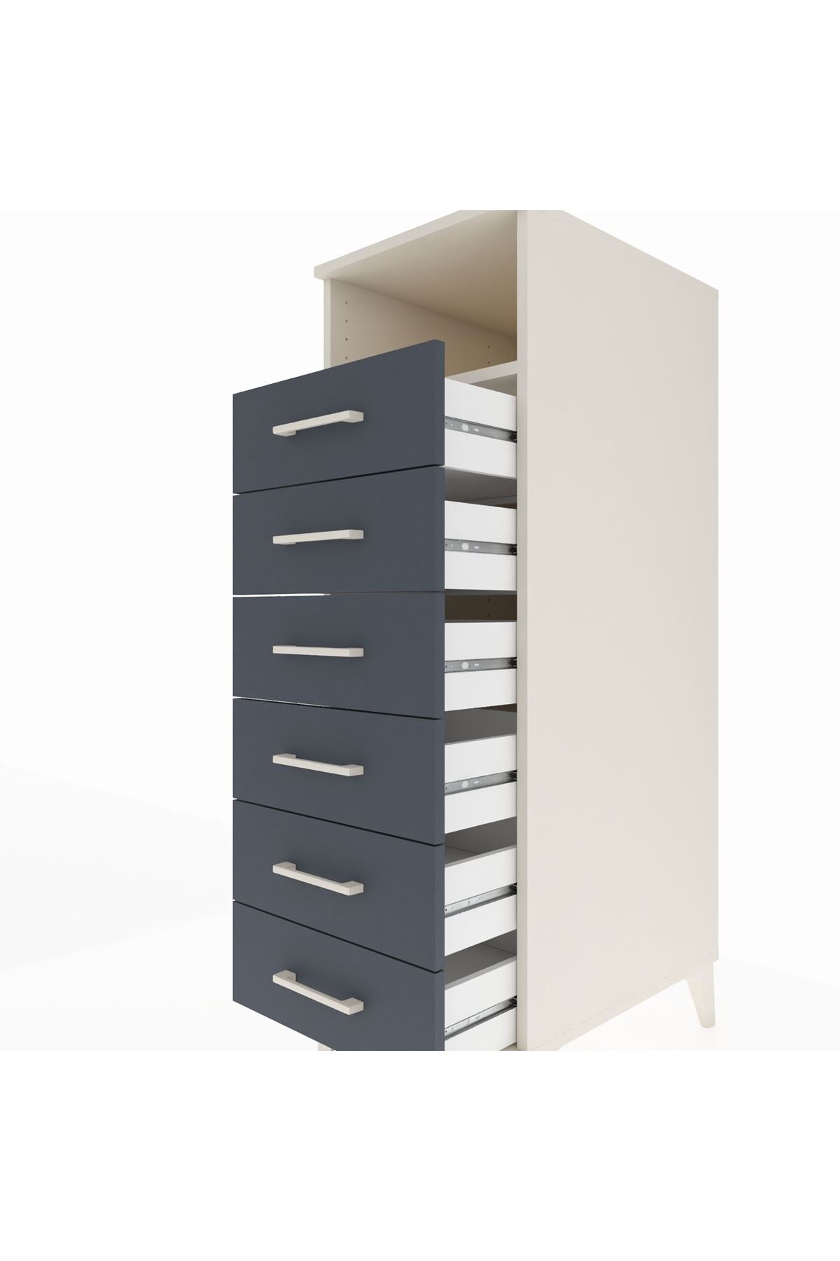 Kronos Dolap Tek Raflı 6 Çekmeceli 44x59x134 Aytaşı-Antrasit