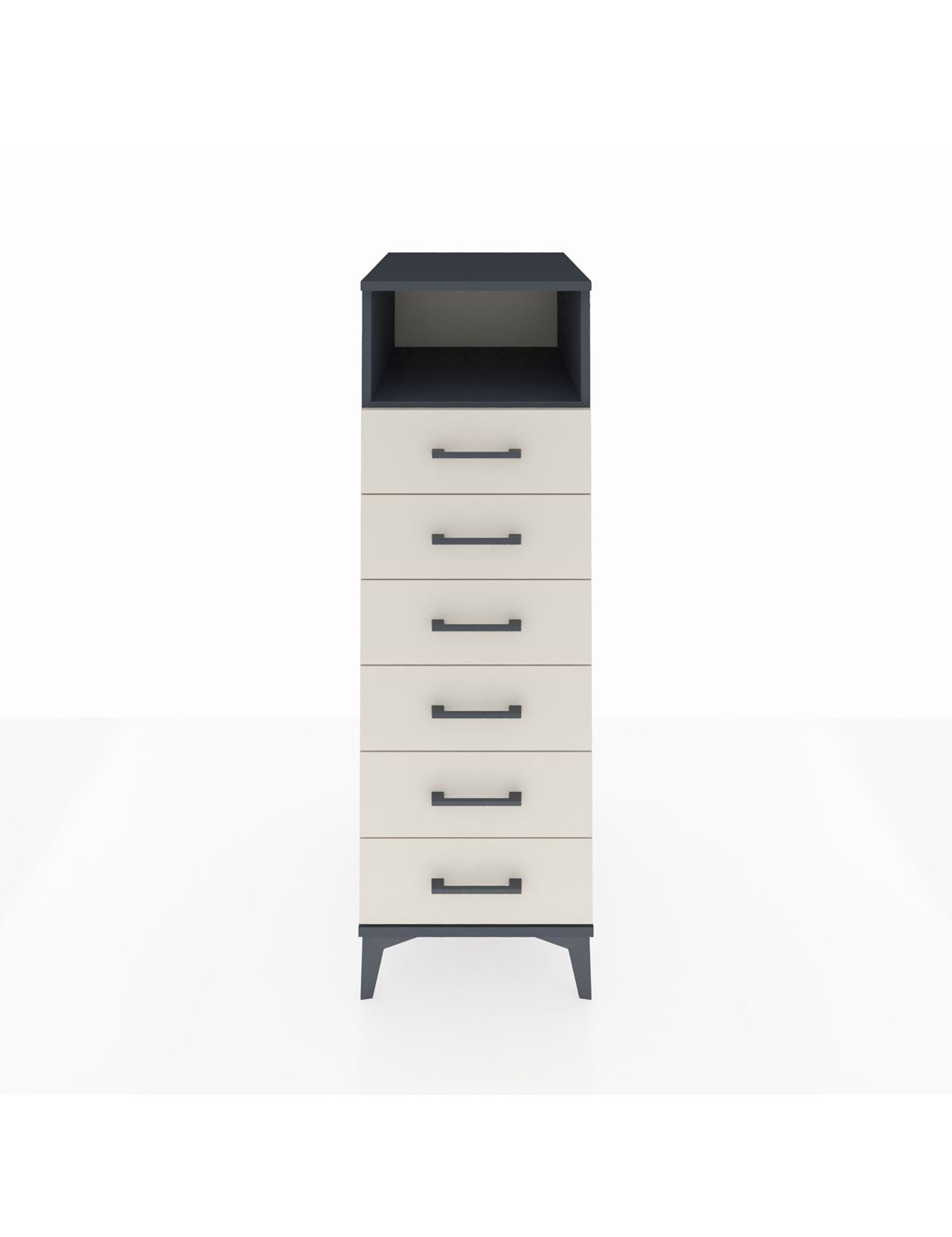 Kronos Dolap Tek Raflı 6 Çekmeceli 44x59x134 Antrasit-Aytaşı