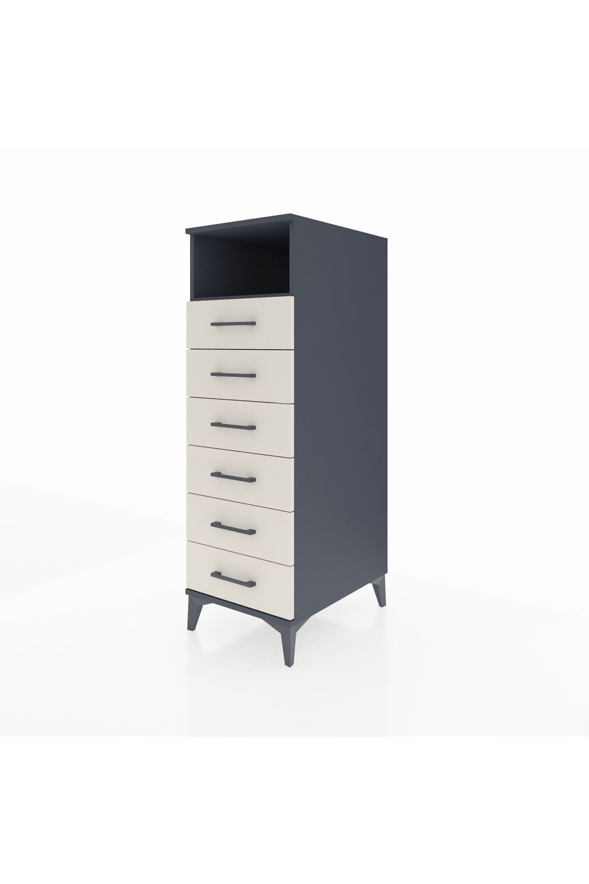 Kronos Dolap Tek Raflı 6 Çekmeceli 44x59x134 Antrasit-Aytaşı