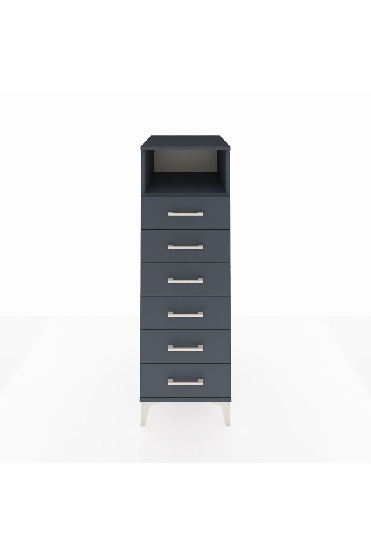 Kronos Dolap Tek Raflı 6 Çekmeceli 44x59x134 Antrasit-Antrasit