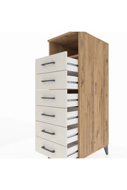 Kronos Dolap Tek Raflı 6 Çekmeceli 44x59x134 Çam-Aytaşı