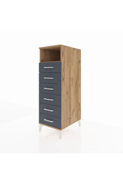 Kronos Dolap Tek Raflı 6 Çekmeceli 44x59x134 Çam-Antrasit