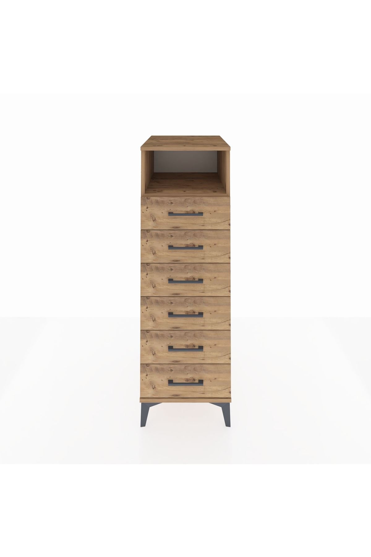 Kronos Dolap Tek Raflı 6 Çekmeceli 44x59x134 Çam-Çam