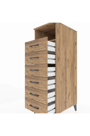Kronos Dolap Tek Raflı 6 Çekmeceli 44x59x134 Çam-Çam