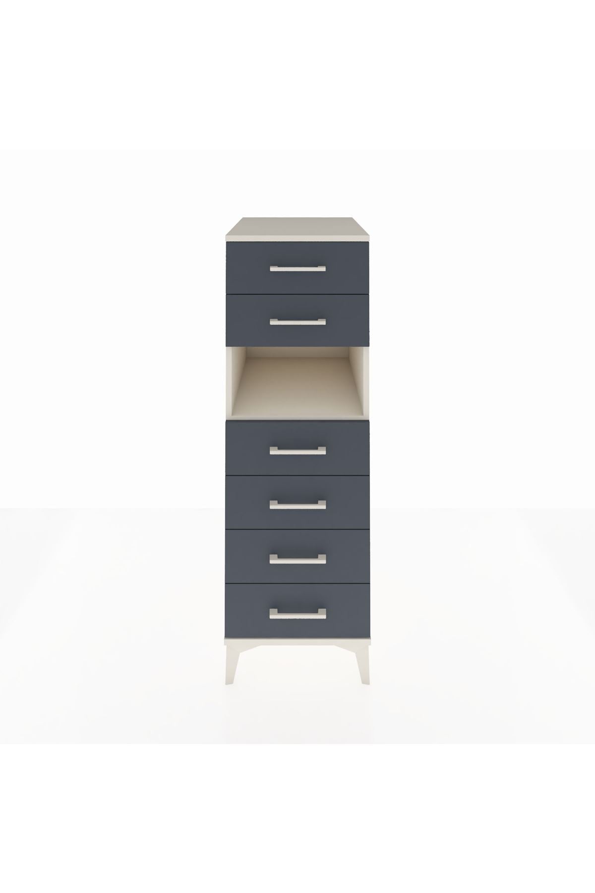 Kronos Dolap Tek Raflı 6 Çekmeceli 44x59x134 Aytaşı-Antrasit