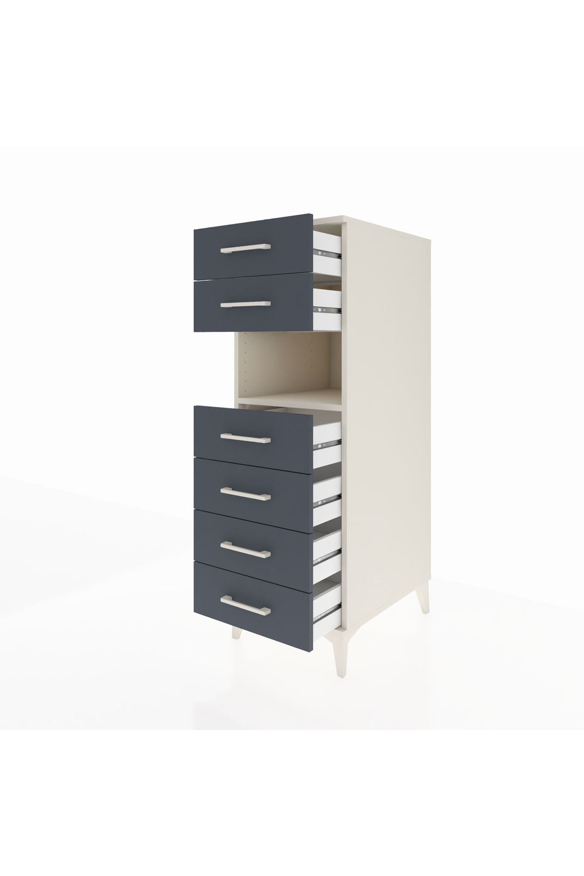 Kronos Dolap Tek Raflı 6 Çekmeceli 44x59x134 Aytaşı-Antrasit