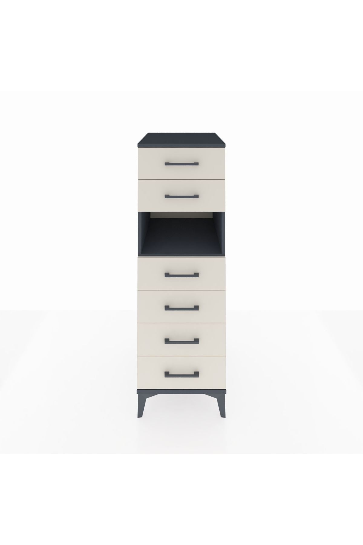 Kronos Dolap Tek Raflı 6 Çekmeceli 44x59x134 Antrasit-Aytaşı