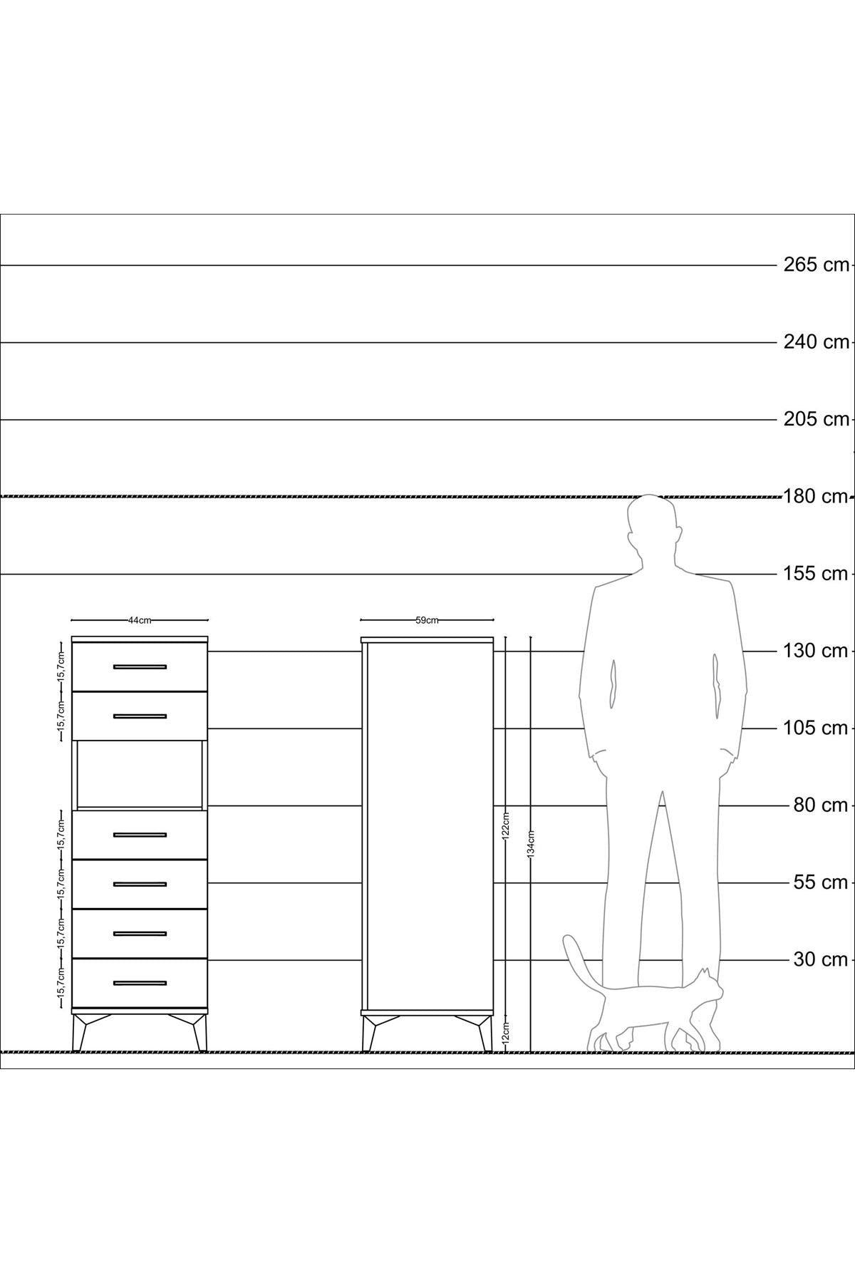 Kronos Dolap Tek Raflı 6 Çekmeceli 44x59x134 Antrasit-Aytaşı
