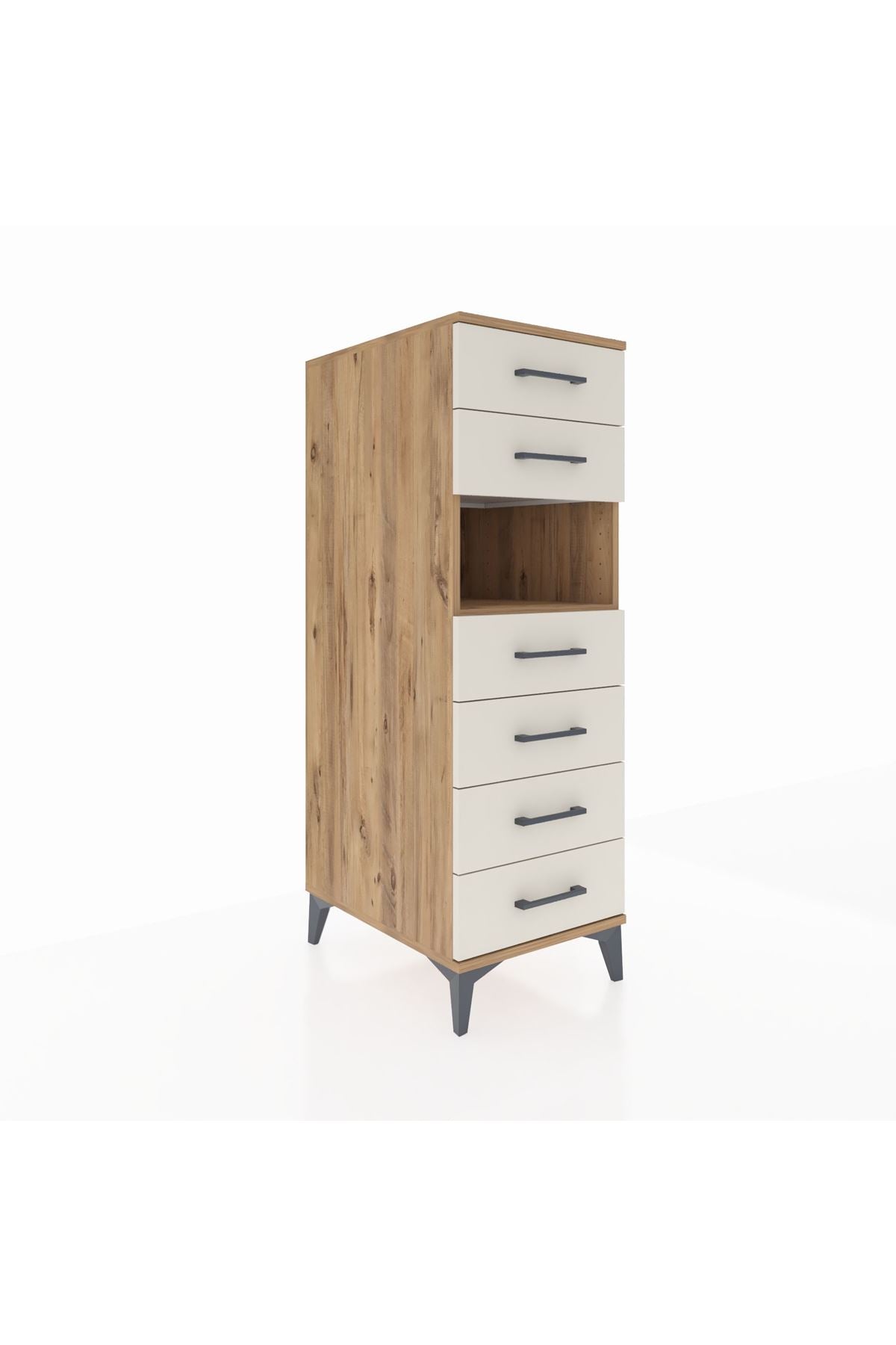 Kronos Dolap Tek Raflı 6 Çekmeceli 44x59x134 Çam-Aytaşı