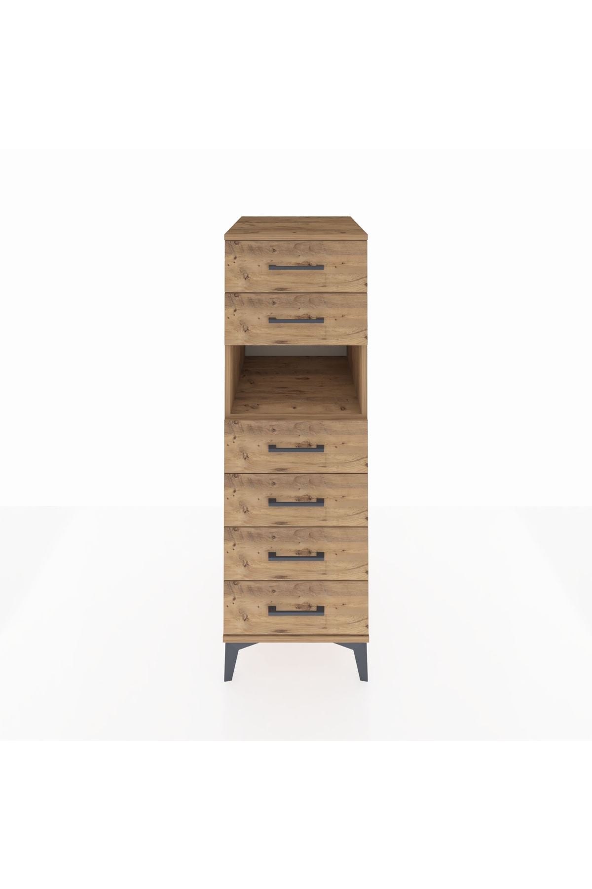 Kronos Dolap Tek Raflı 6 Çekmeceli 44x59x134 Çam-Çam