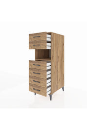 Kronos Dolap Tek Raflı 6 Çekmeceli 44x59x134 Çam-Çam