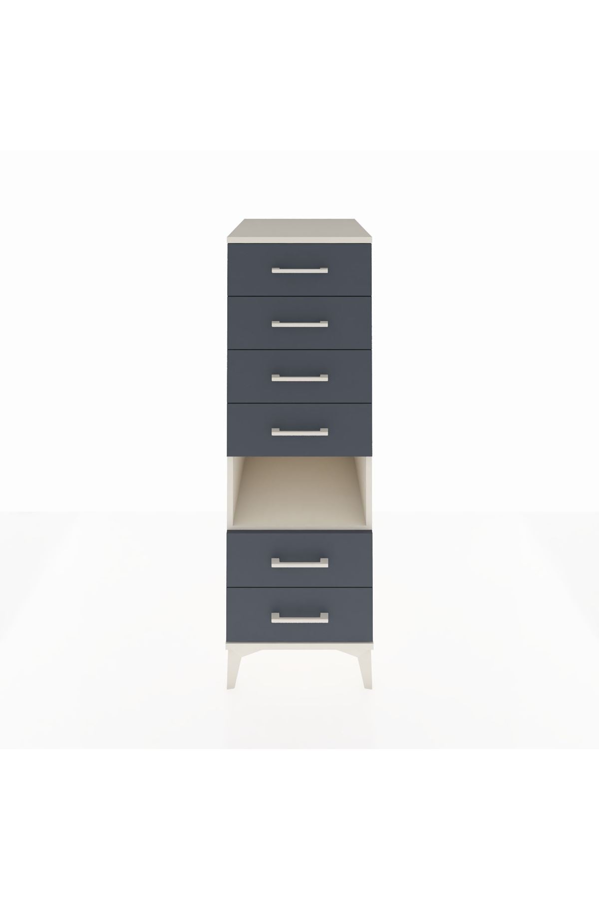 Kronos Dolap Tek Raflı 6 Çekmeceli 44x59x134 Aytaşı-Antrasit