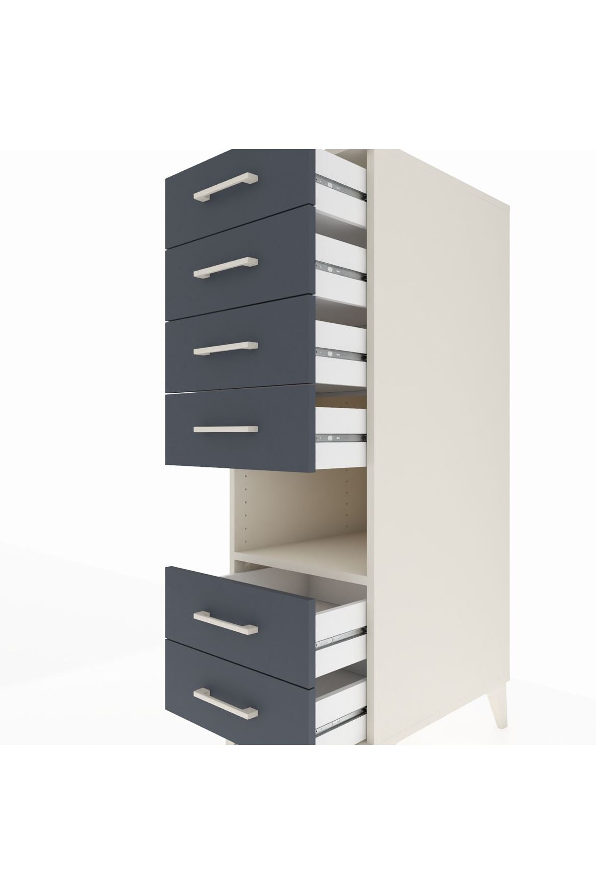 Kronos Dolap Tek Raflı 6 Çekmeceli 44x59x134 Aytaşı-Antrasit