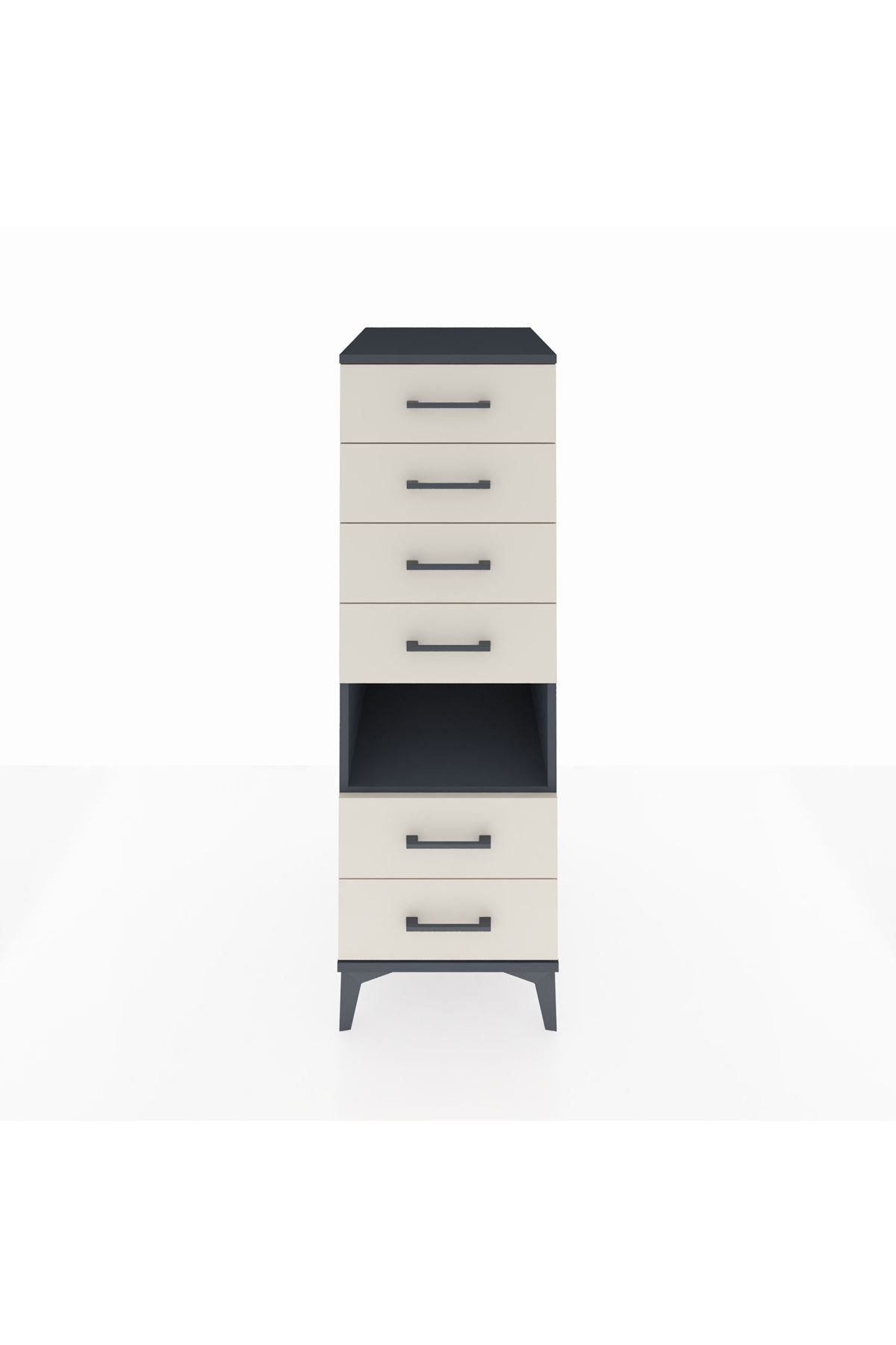 Kronos Dolap Tek Raflı 6 Çekmeceli 44x59x134 Antrasit-Aytaşı