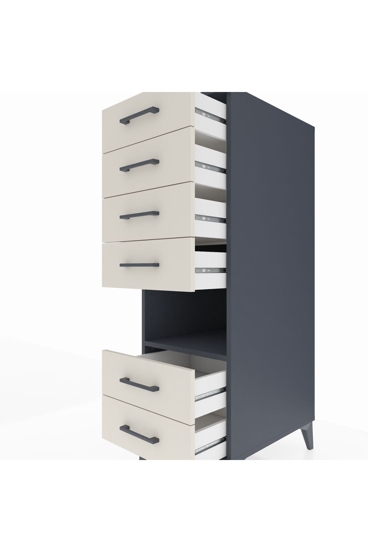 Kronos Dolap Tek Raflı 6 Çekmeceli 44x59x134 Antrasit-Aytaşı